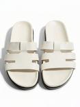 HUSH Carley Leather Cage Slide Sandals, Off White