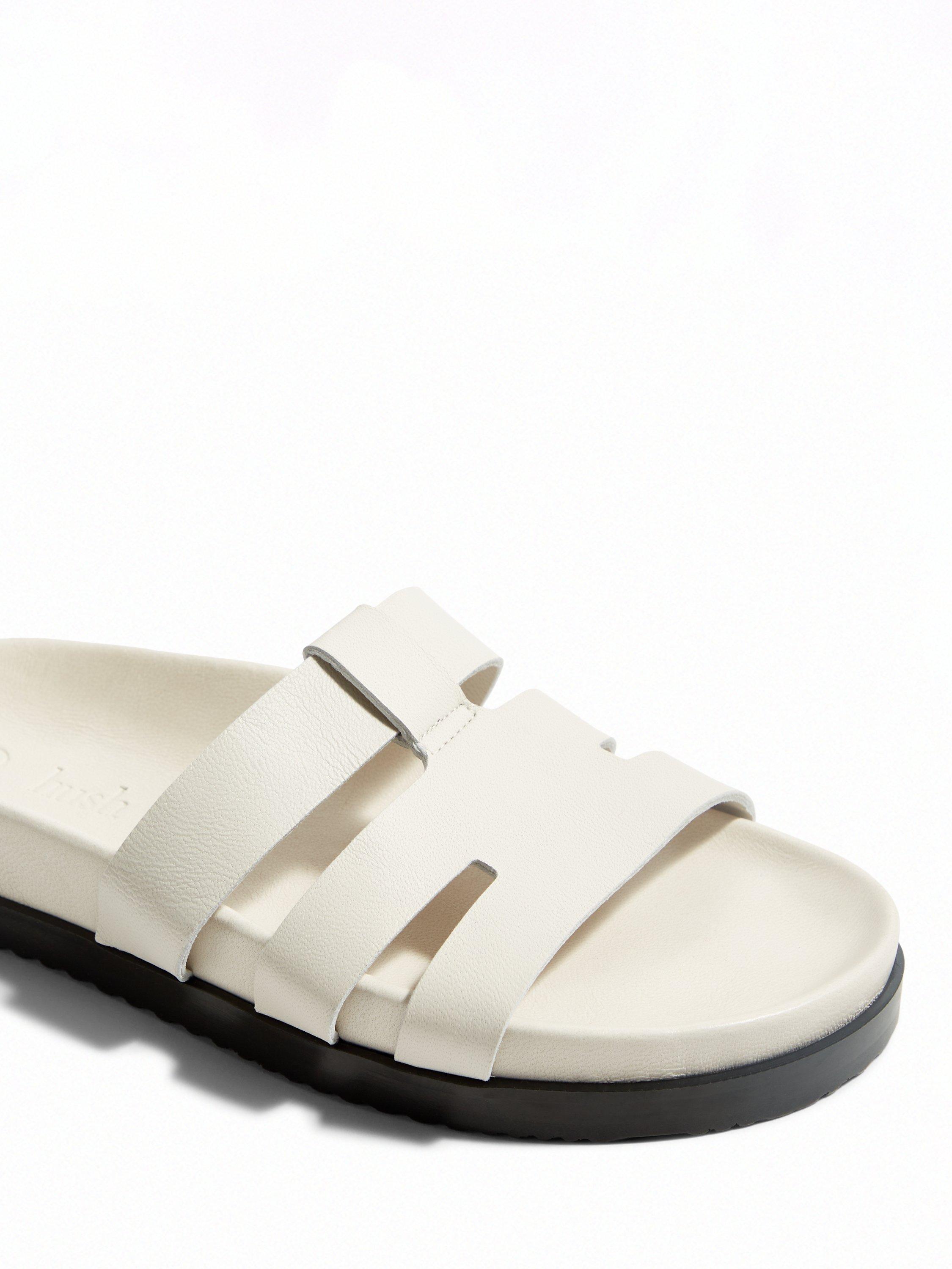 Product image 4 of 5, which shows HUSH Carley Leather Cage Slide Sandals, Off White, 3