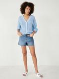 HUSH Carys Raw Hem Denim Shorts, Light Authentic Blue, Light Authentic Blue