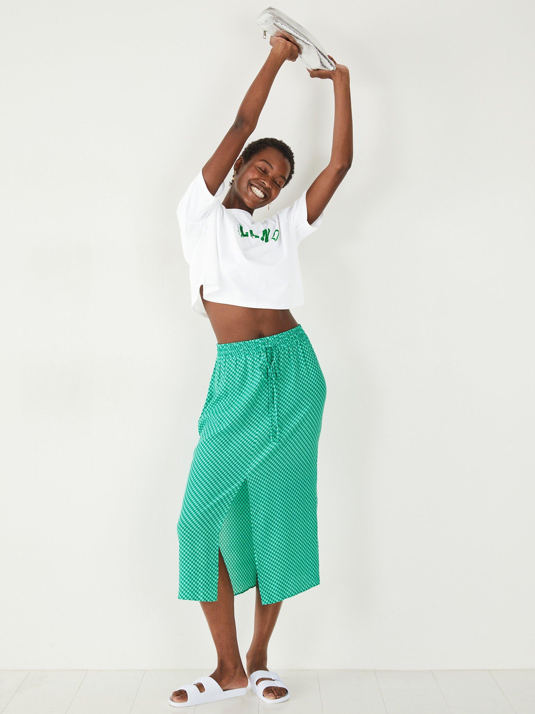 HUSH Saskia Split Midi Skirt Green