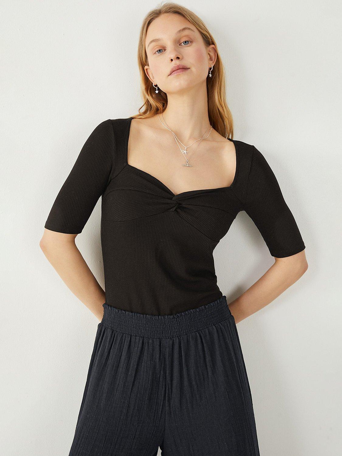 HUSH Sarah Knot Front Top, Black