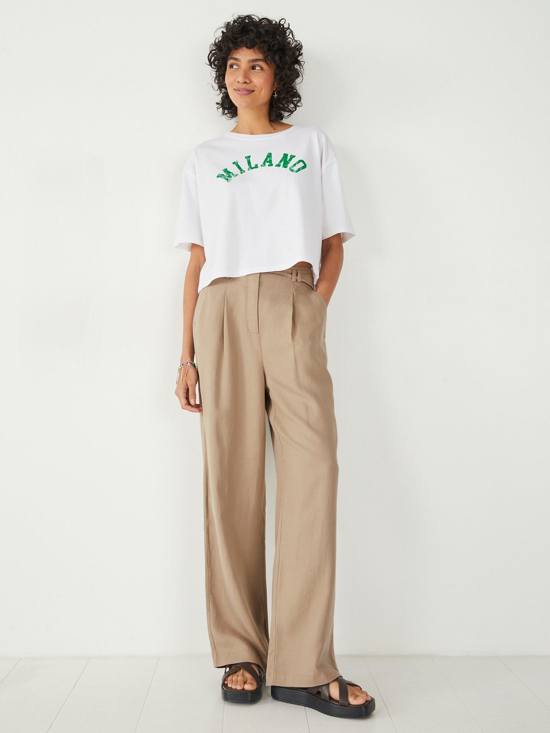 HUSH Maude Belted Trousers, Light Stone