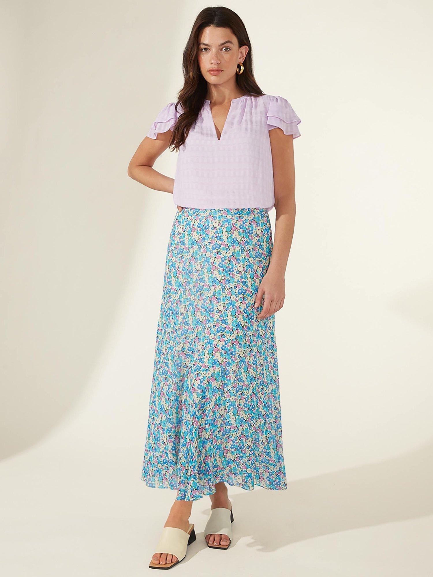 Ro&Zo Ditsy Print Skirt, Blue/Multi