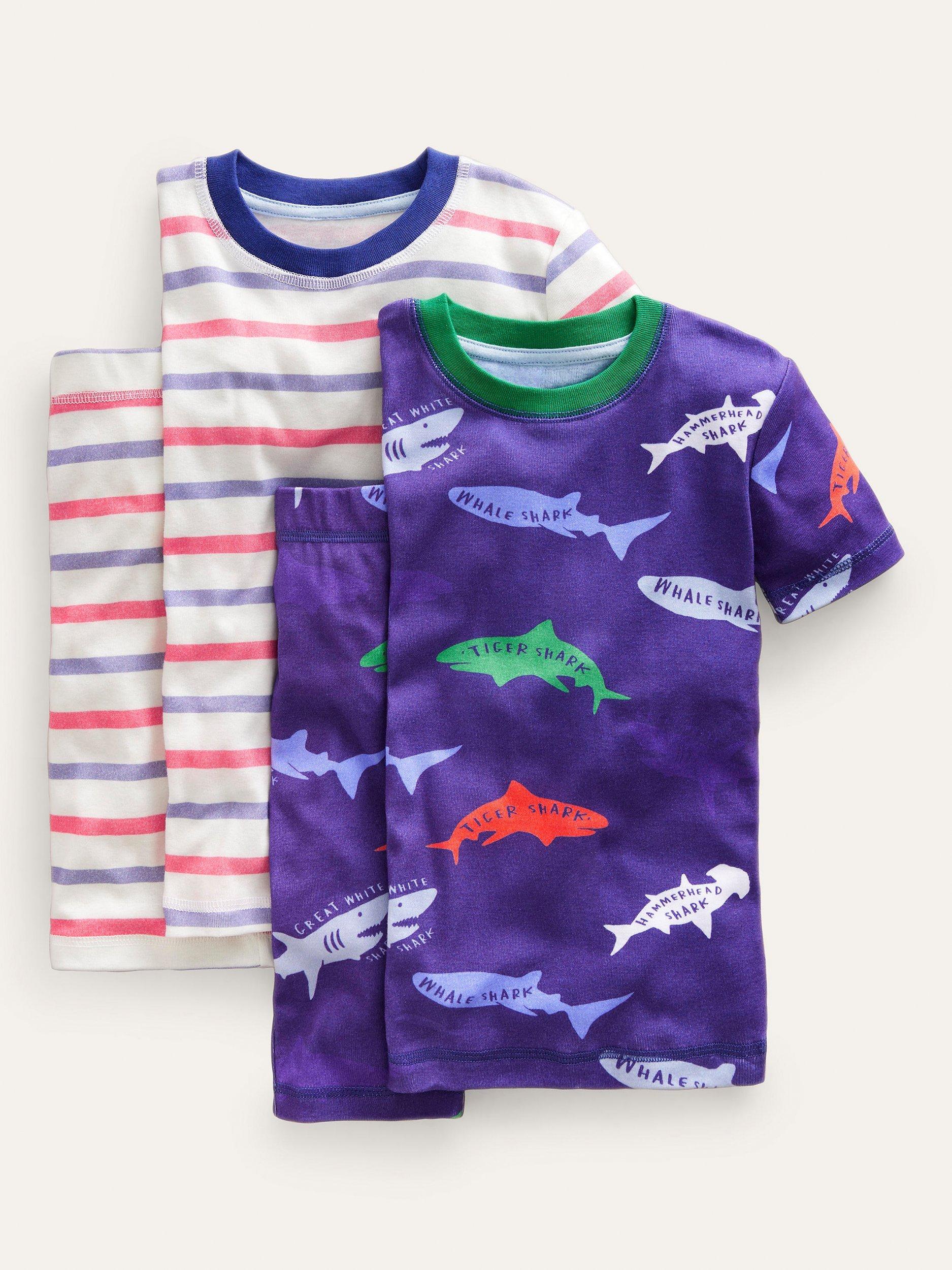 Mini Boden Kids' Snug Twin Set Short Pyjamas, Pack of 2, Multi