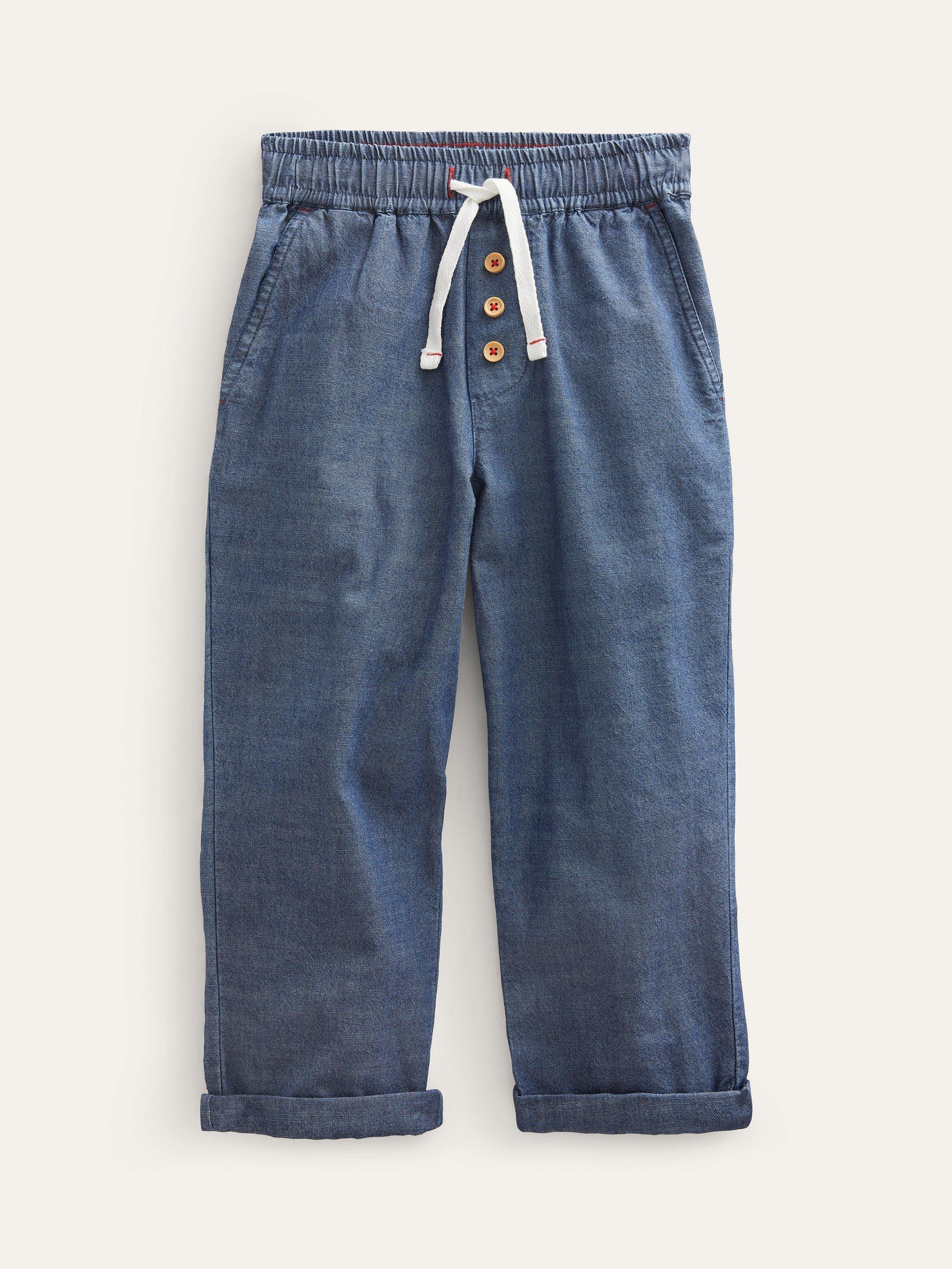 Mini Boden Kids' Summer Pull-On Trousers, Dark Chambray