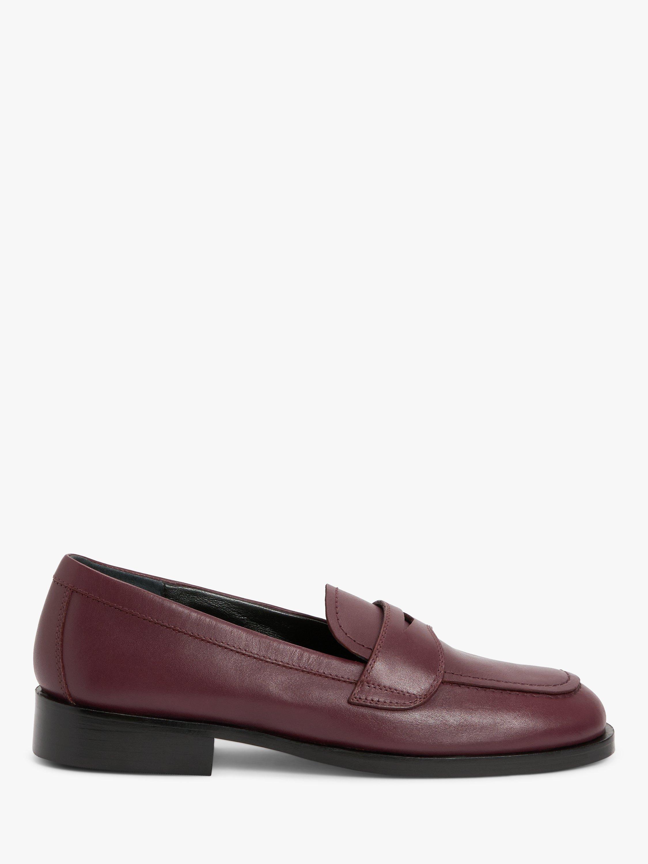 John Lewis Forrest Leather Bump Toe Loafers, Aubergine Cow Crst