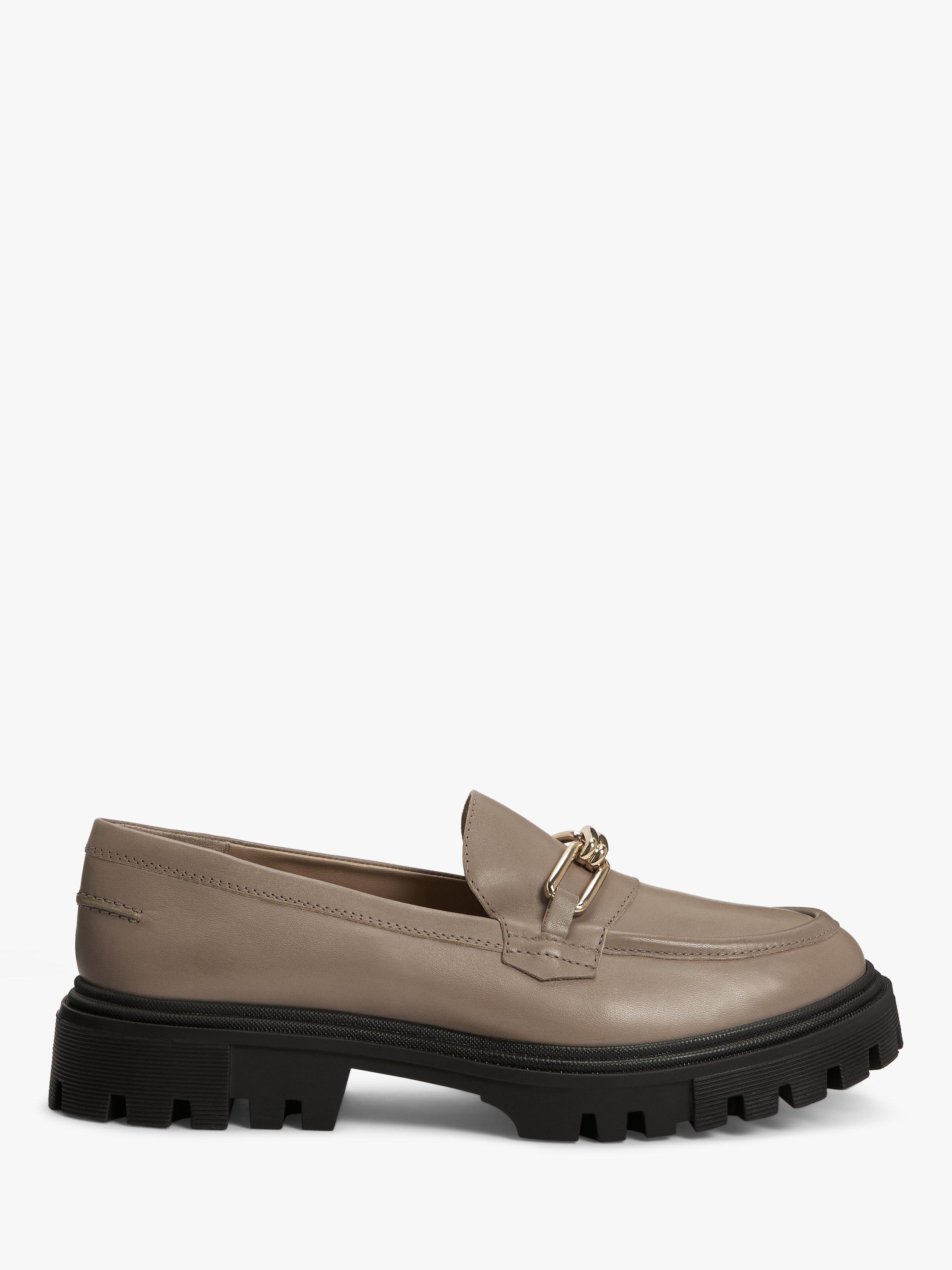 John Lewis Glowing Leather Chunky Platform Loafers, Taupe