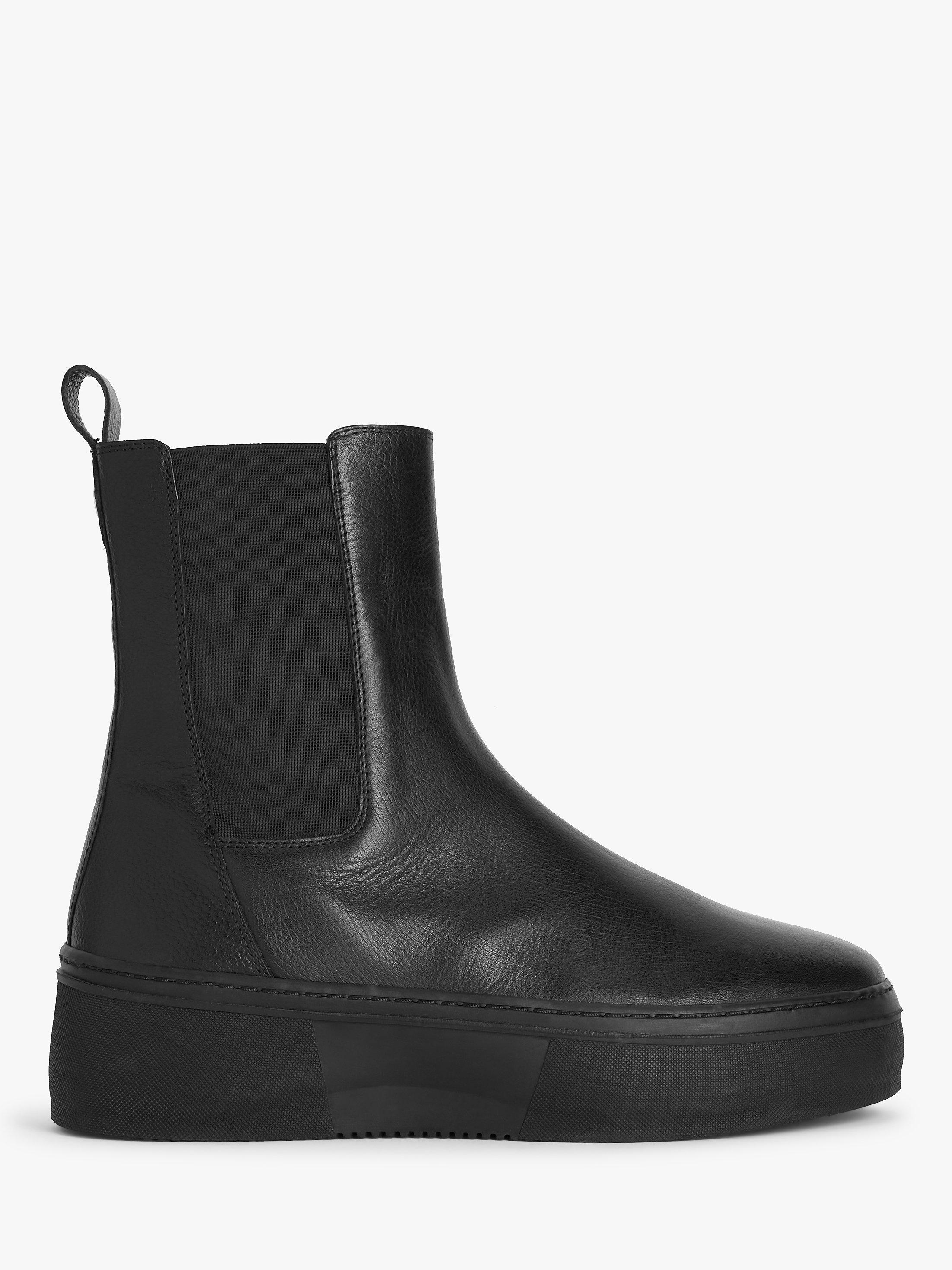 John Lewis Paco Leather Flatform Chelsea Boots, Black