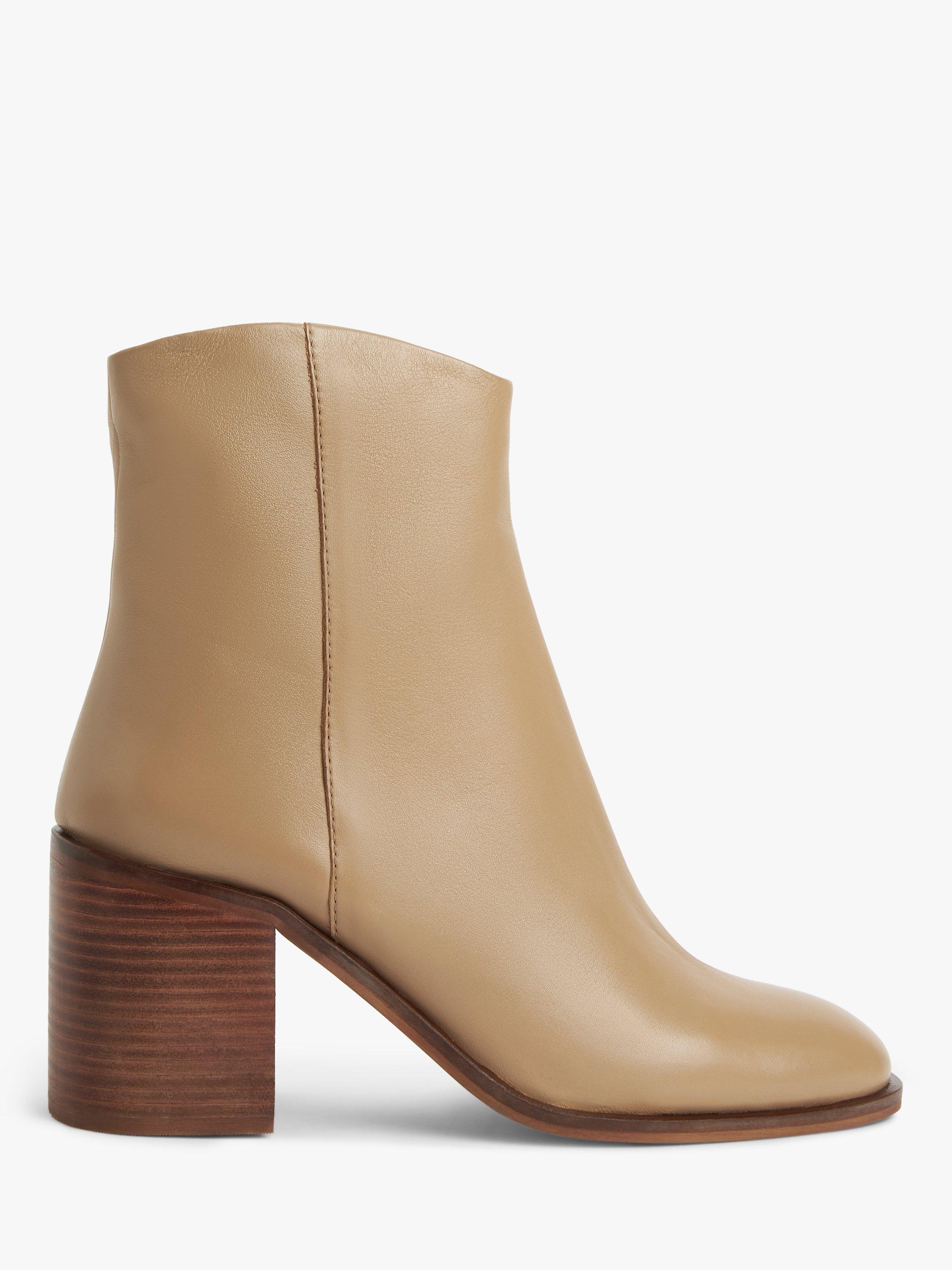 John Lewis Patchouli Leather Curved Topline Ankle Boots, Camel