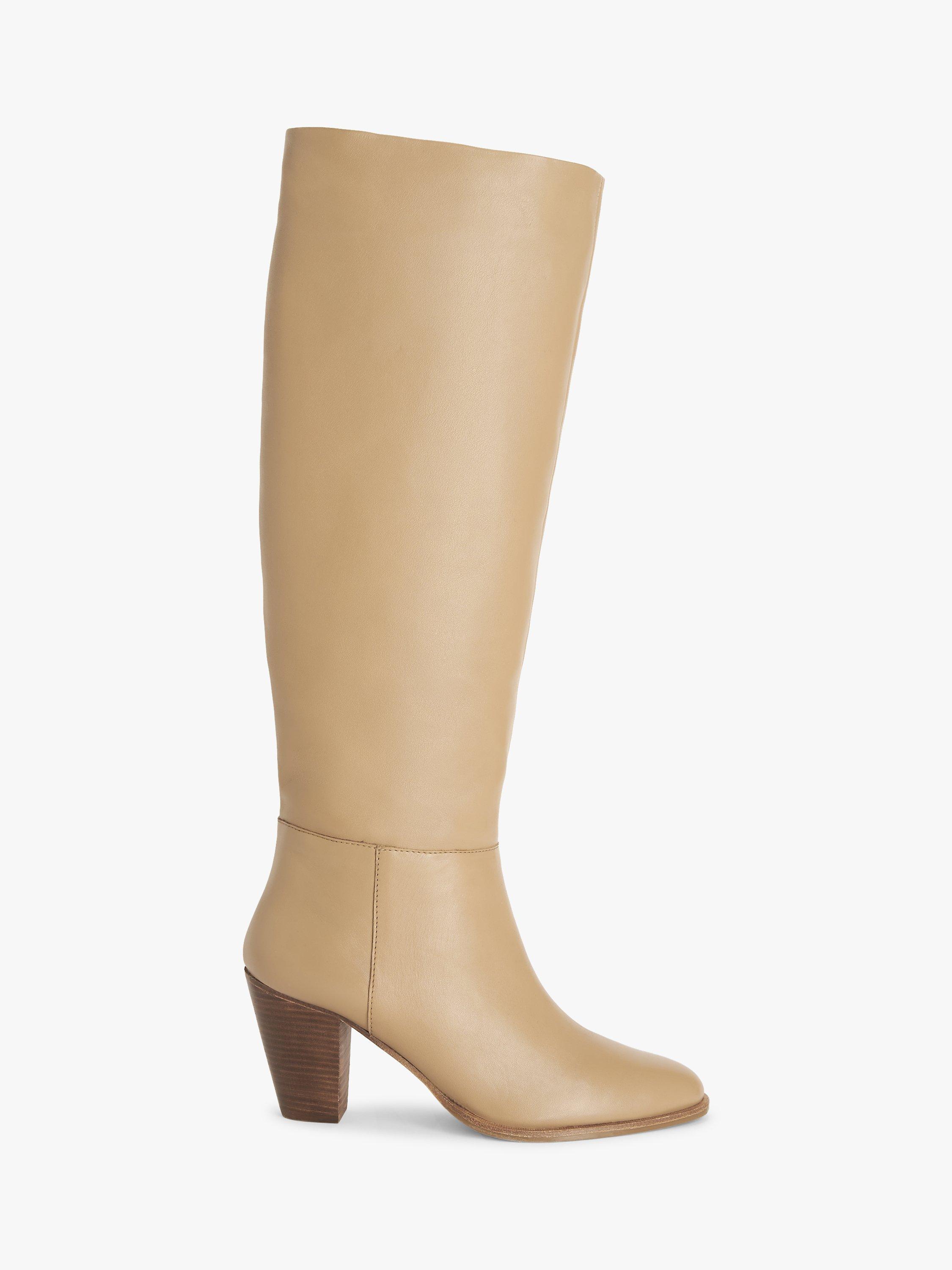 John Lewis Savannah High Heel Leather Boots, Camel
