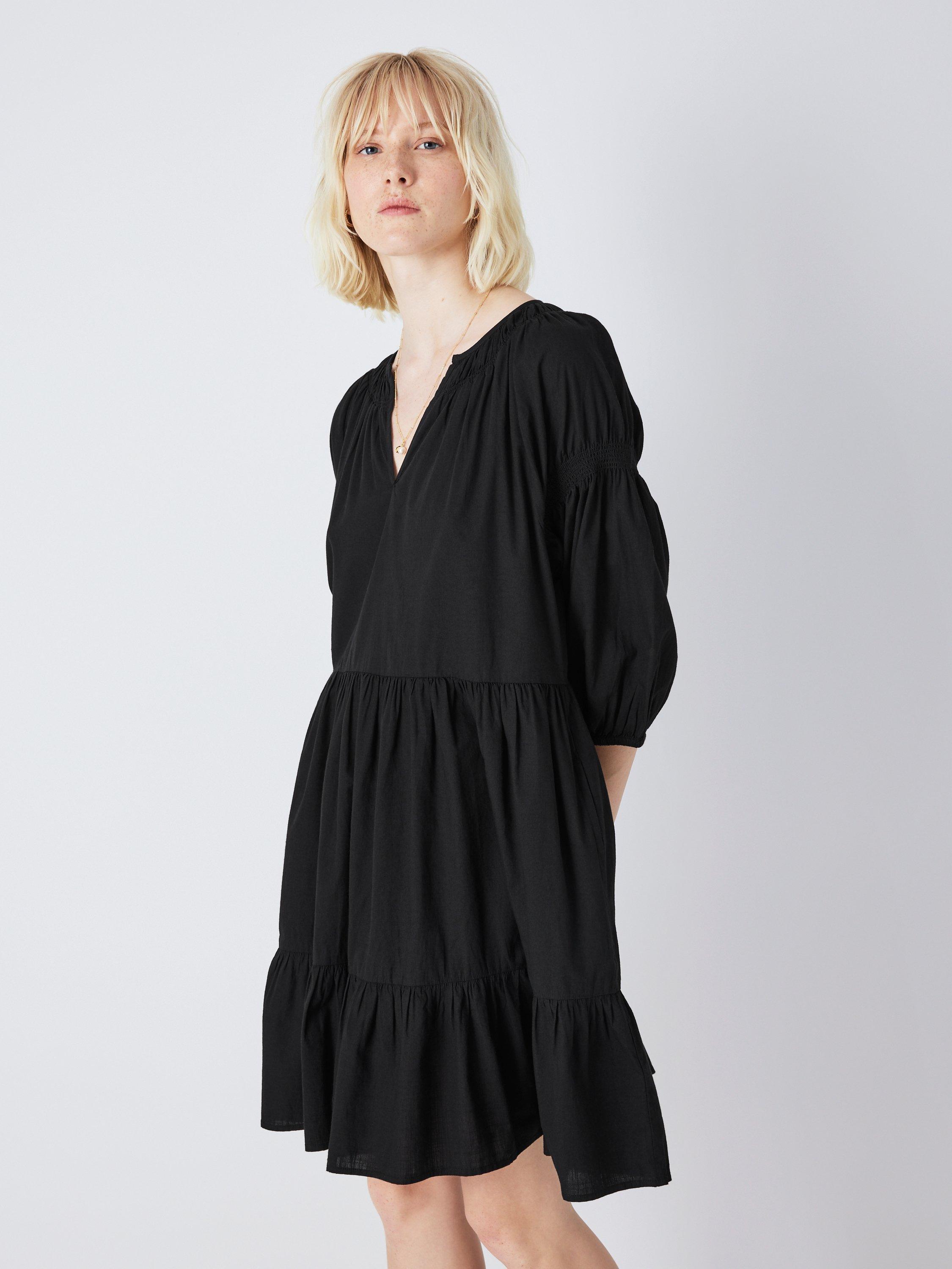 AND/OR Lydia Plain Tiered Dress, Black