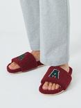 John Lewis ANYDAY 'A' Logo Borg Slider Slippers, Burgundy