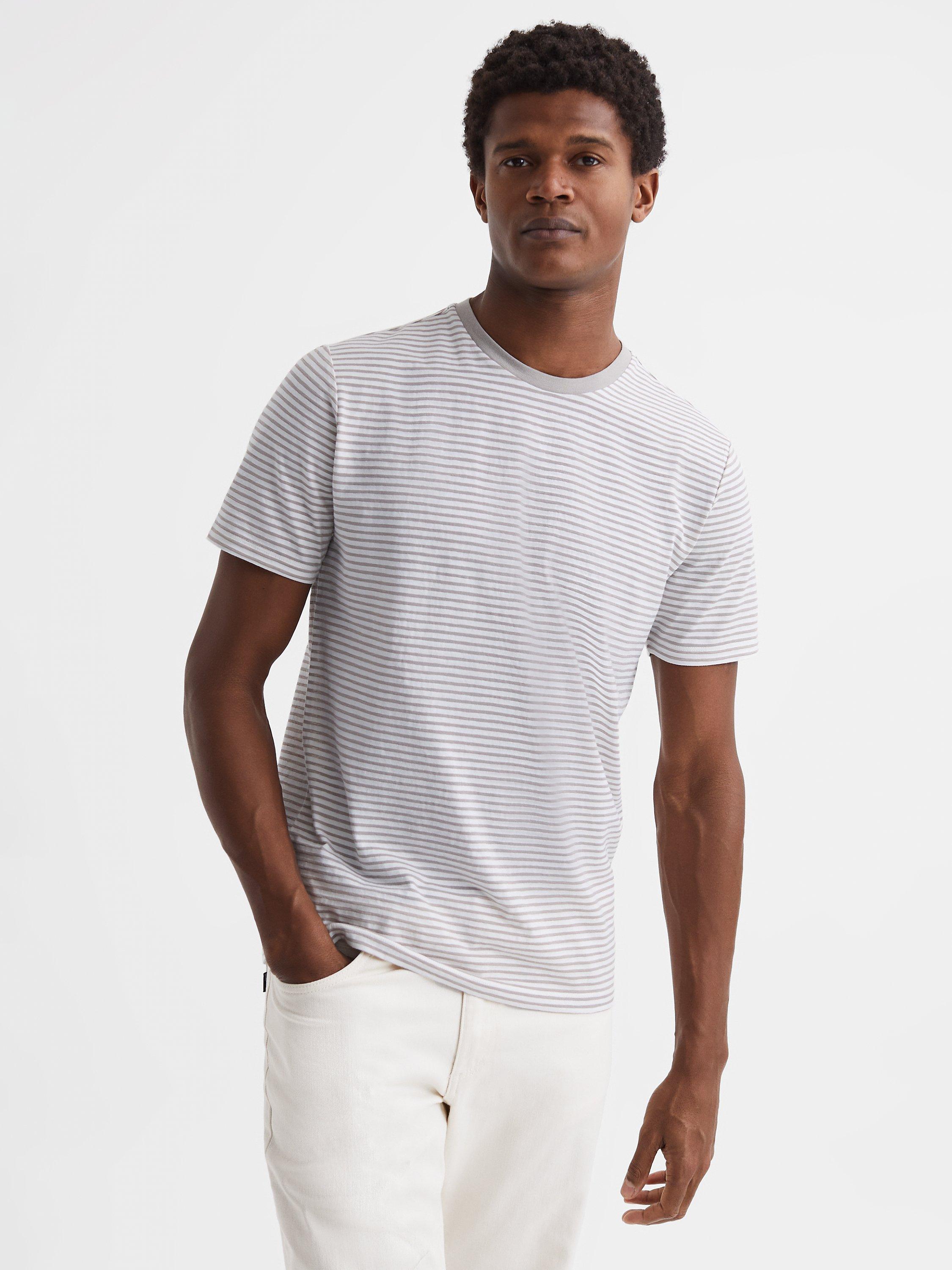 Reiss Keats Striped Top, Oatmeal/White