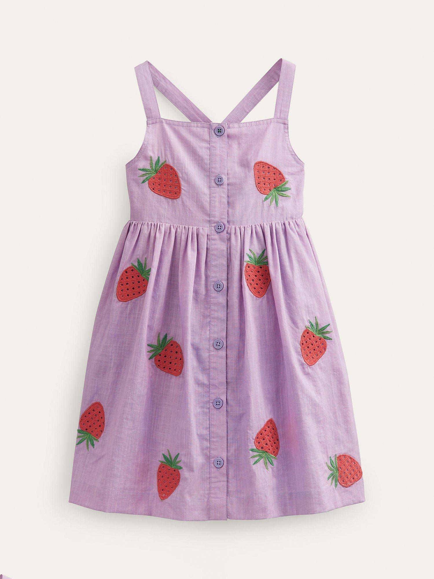 Mini Boden Kids' Button Through Pinafore Dress, Misty Lavender