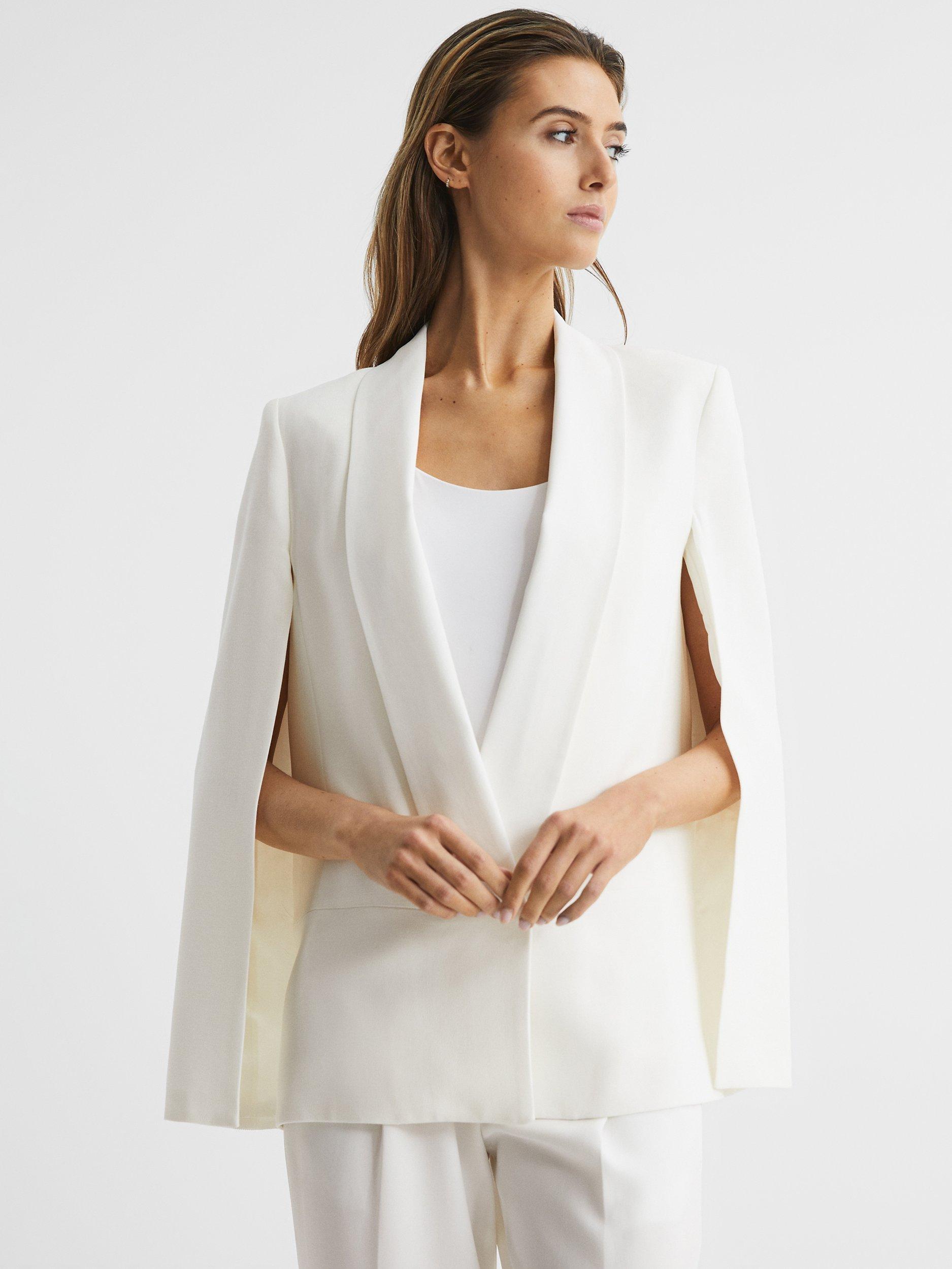 Reiss Yana Tuxedo Cape Blazer, Cream