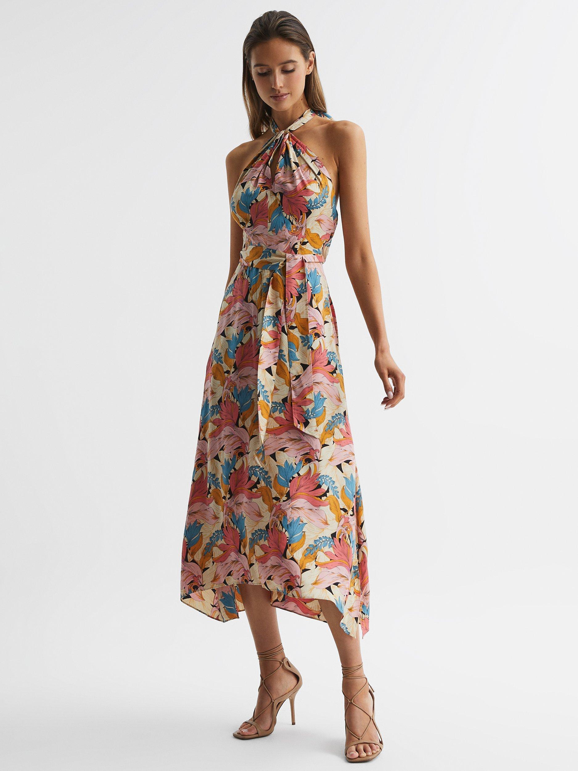 Reiss Electra Halterneck Midi Dress, Multi