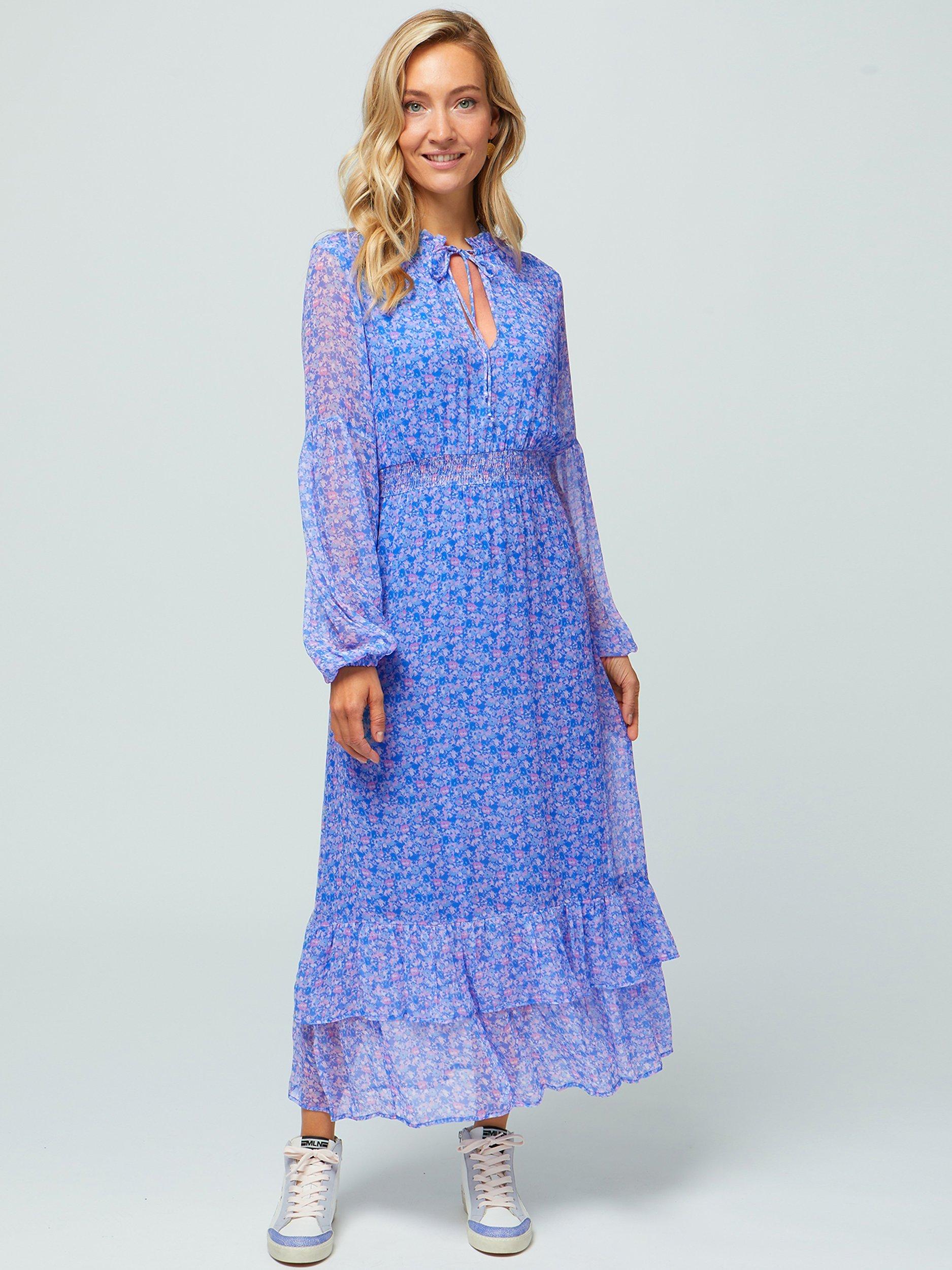 Product image 3 of 5, which shows Aspiga Ana Floral Midi Dress, Meadow Bloom Blue, XXS