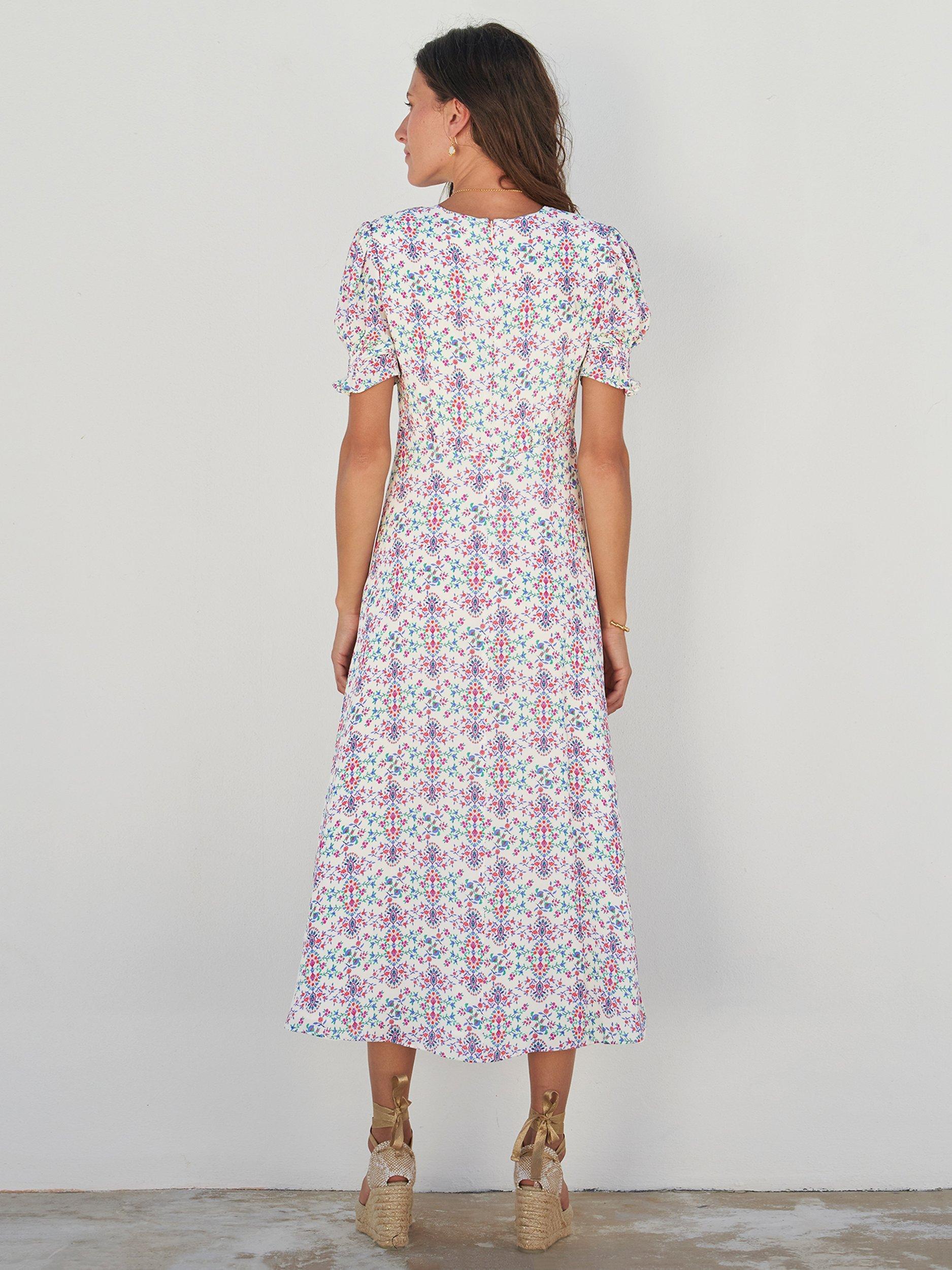 Product image 2 of 6, which shows Aspiga Sally Anne Tea Dress, Cream/Multi, XXL