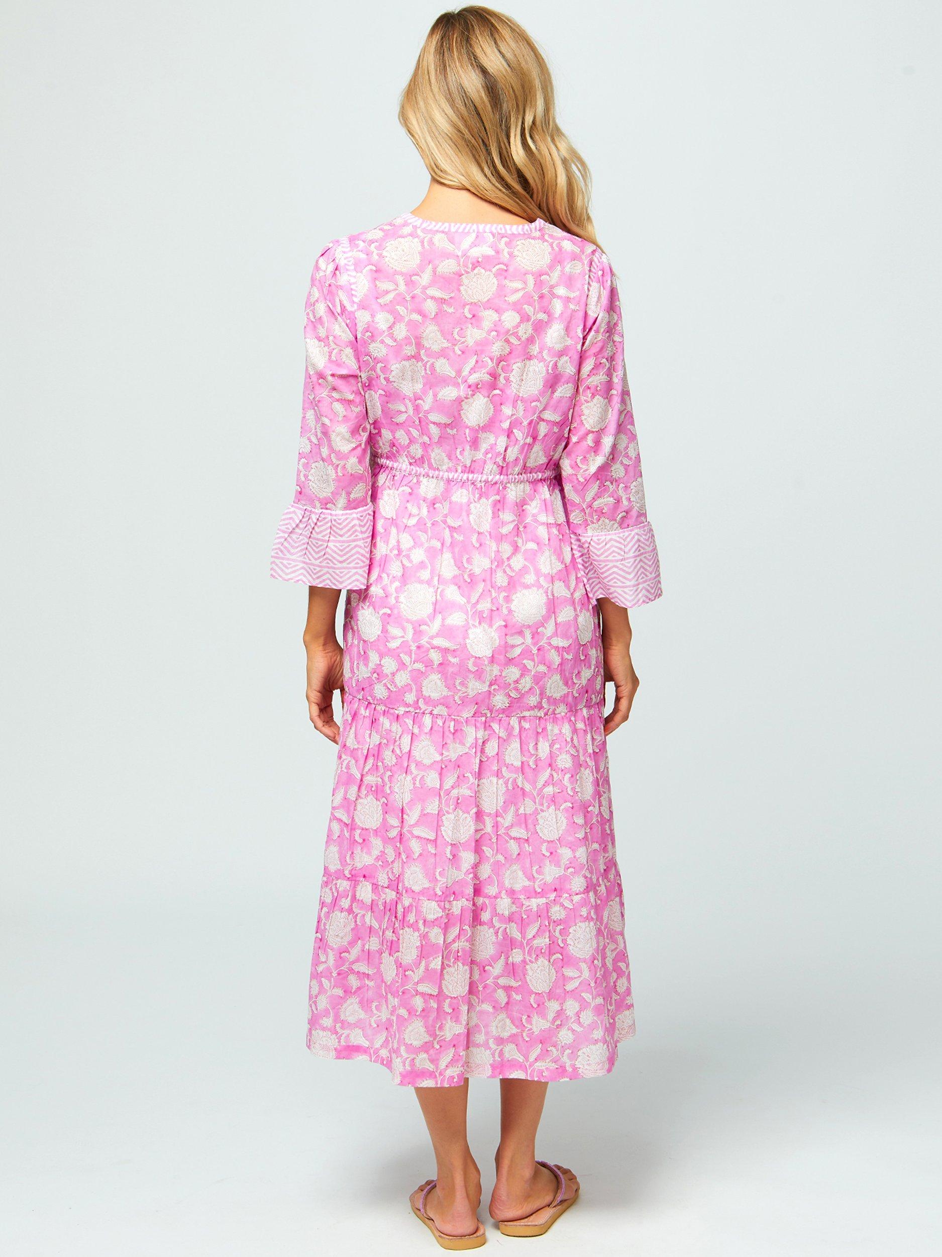 Product image 2 of 6, which shows Aspiga Organic Cotton Tiered Hayden Dress, Pink/White, M