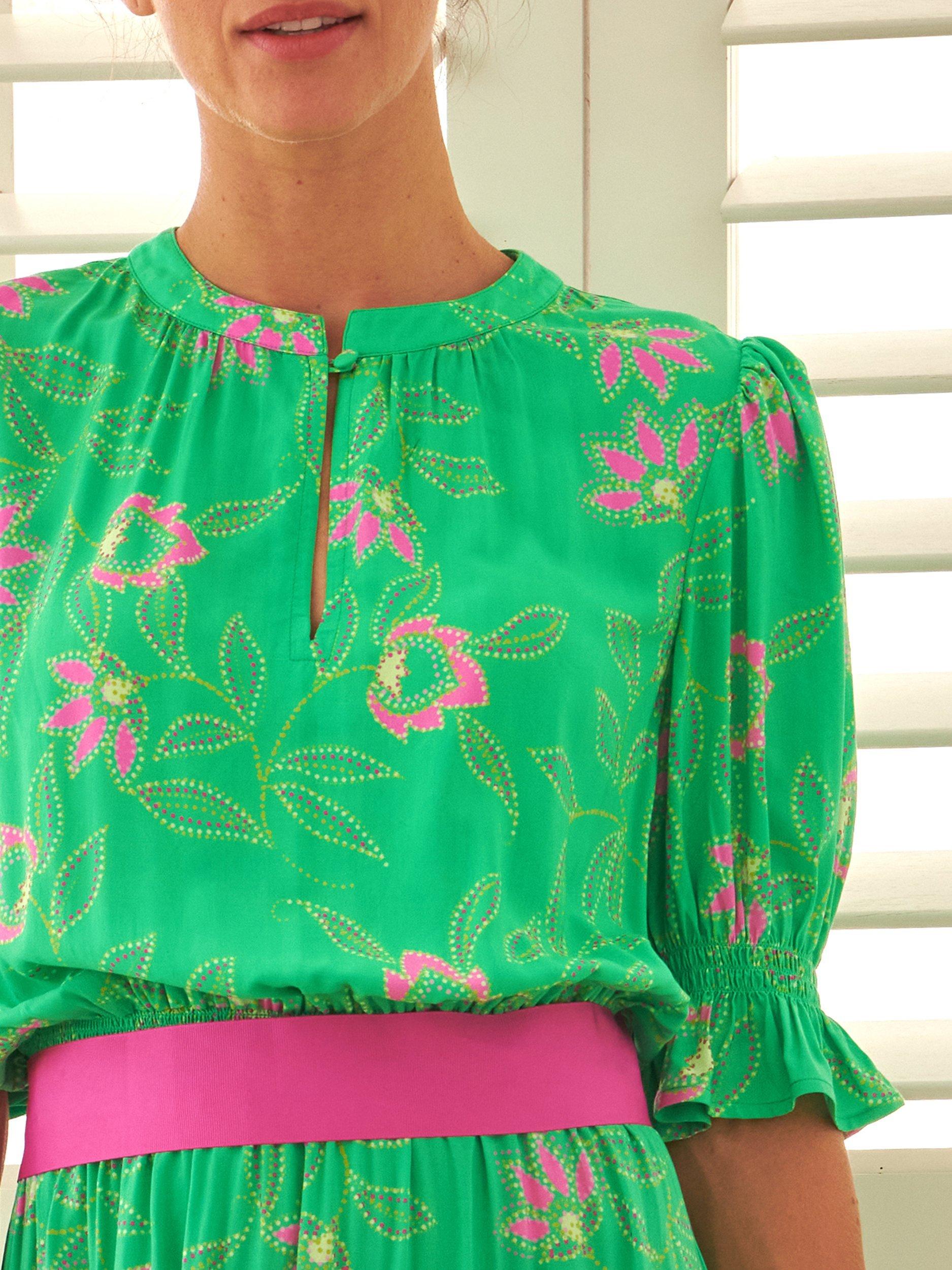 Product image 2 of 4, which shows Aspiga Melanie Floral Tiered Midi Dress, Waterlily Green, M