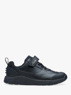 Clarks Kids' Steggy Stride Leather Shoes, Black Leather