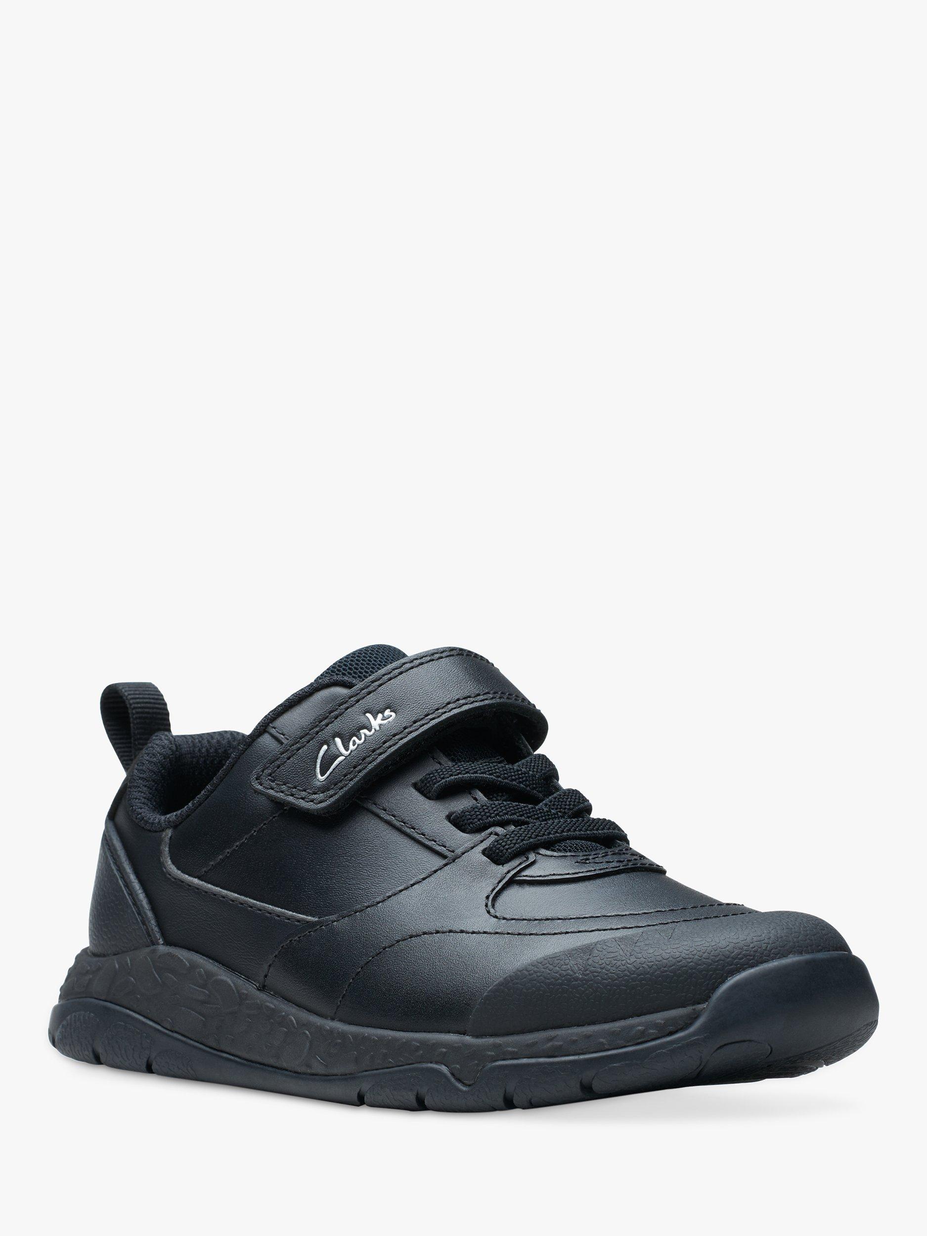 Clarks Kids' Steggy Stride Leather Shoes, Black, 1F