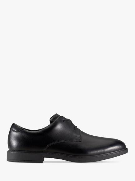 Clarks Kids' Scala Loop Lace Up Leather School Shoes, Black, Black Leather