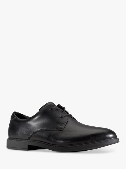 Clarks Kids' Scala Loop Lace Up Leather School Shoes, Black - view 2, Black Leather