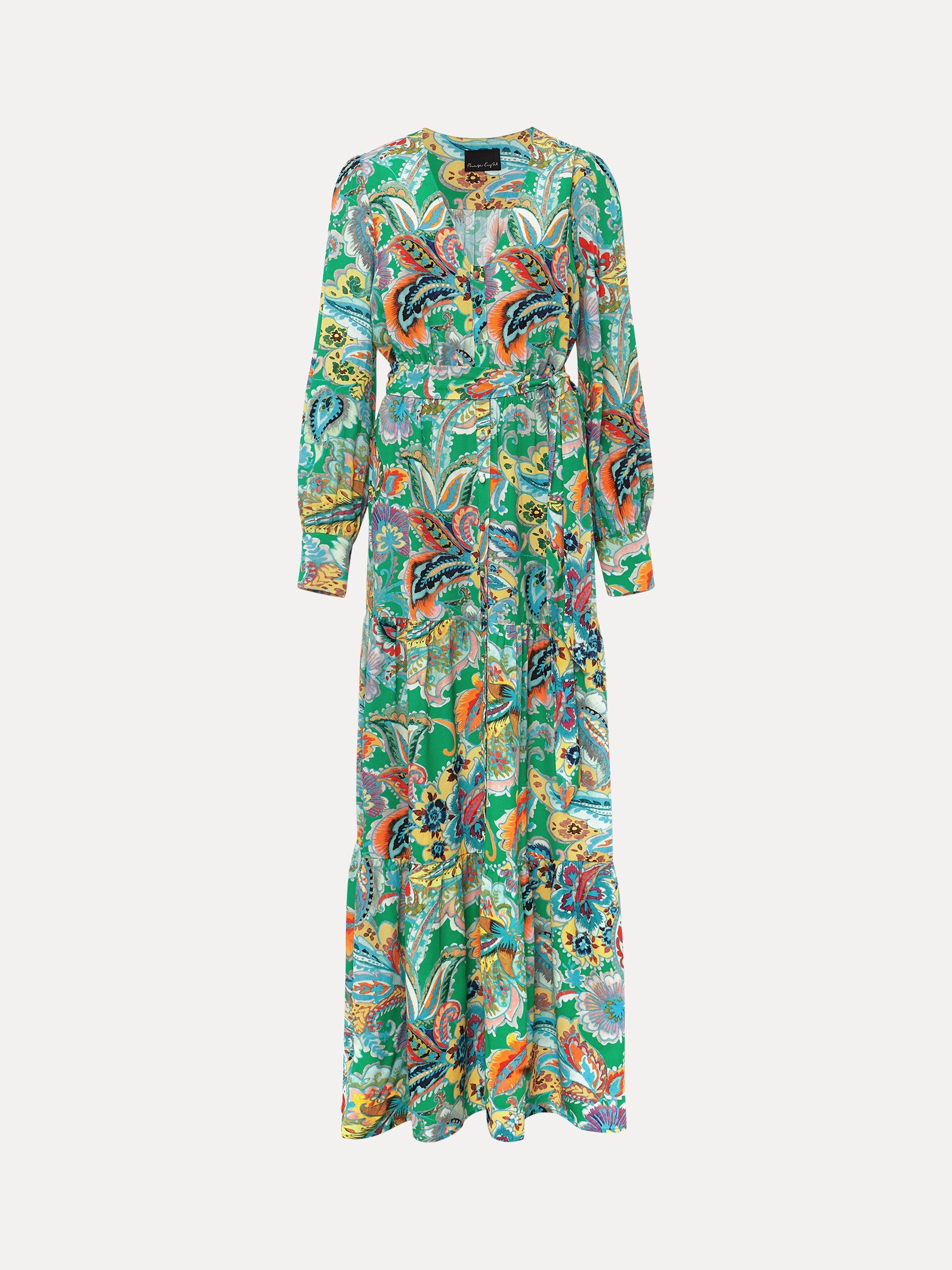Phase Eight Azalia Paisley Print Maxi Dress, Green/Multi
