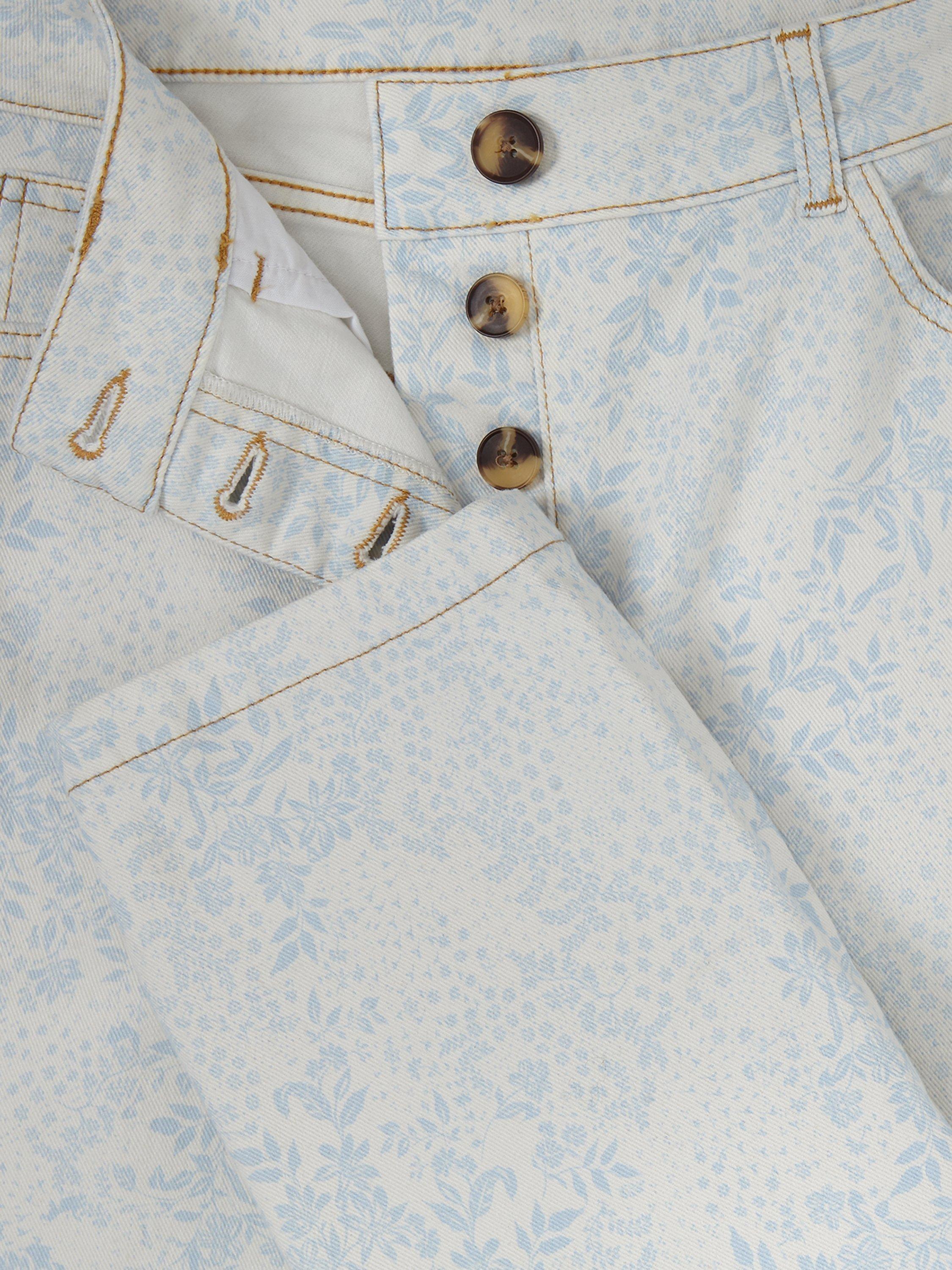 Product image 6 of 8, which shows Phase Eight Cordelia Floral Print Jeans, Ivory/Blue, 10