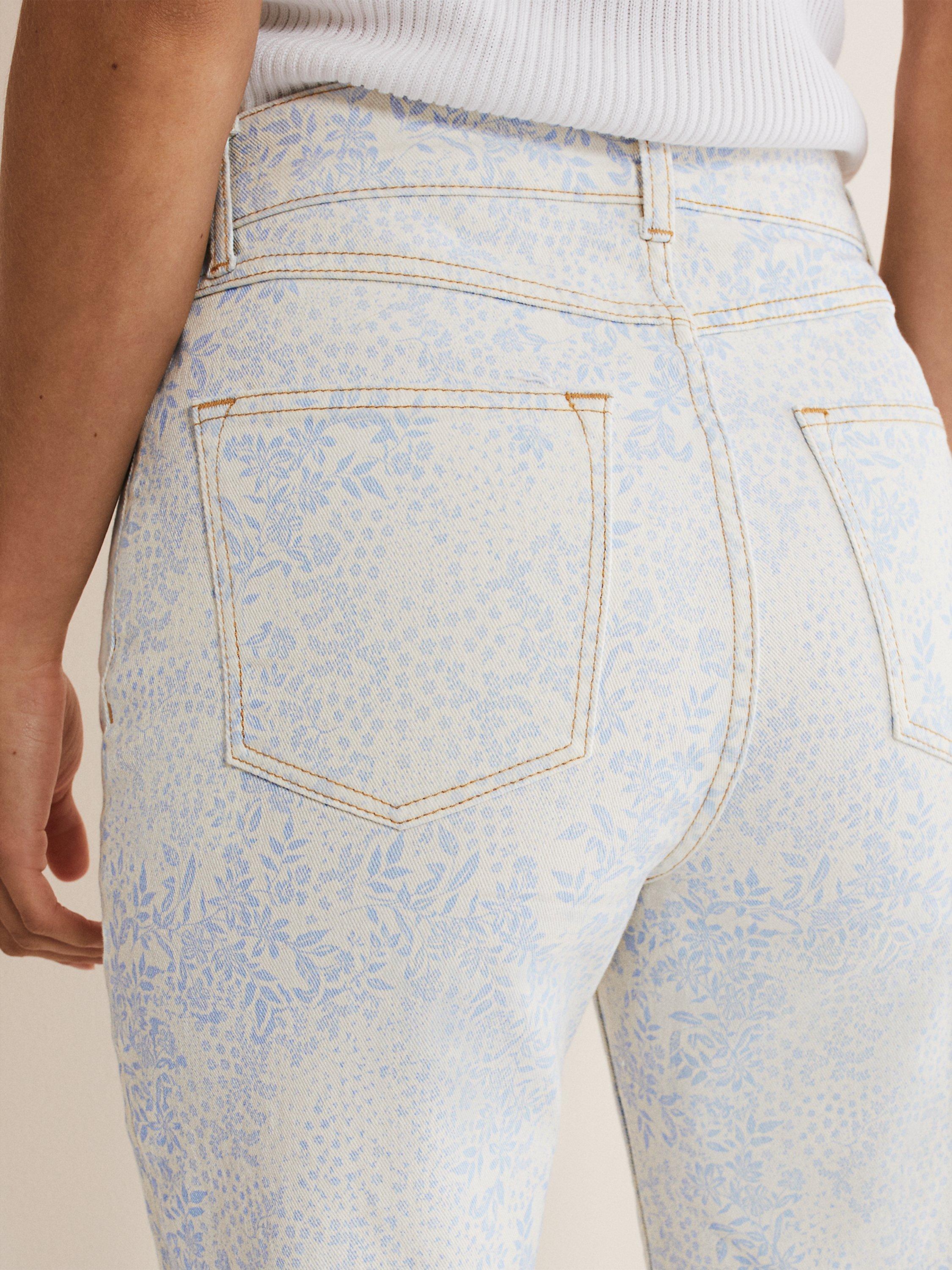 Product image 8 of 8, which shows Phase Eight Cordelia Floral Print Jeans, Ivory/Blue, 10