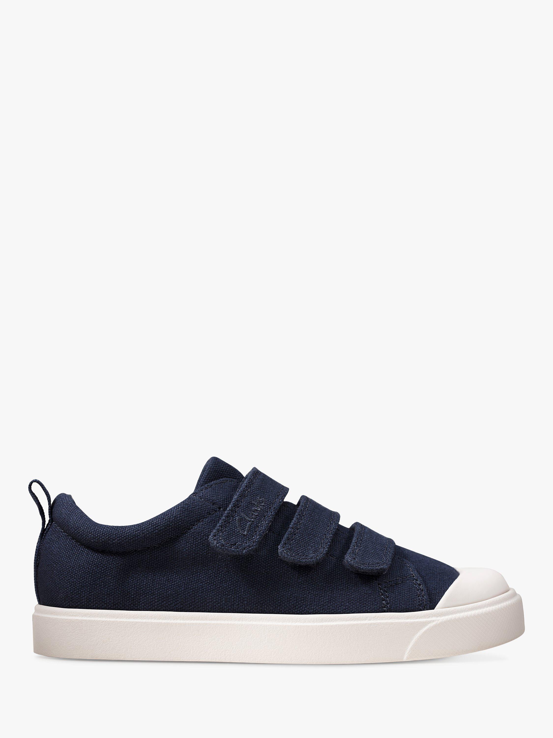 Product image 1 of 7, which shows Clarks City Vibe K Trainers, Navy Canvas, C13.5G