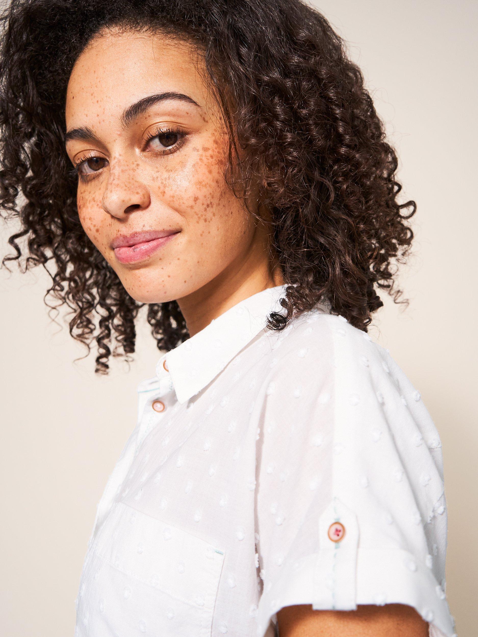 White Stuff Ella Organic Cotton Dobby Shirt, Pale Ivory