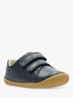 Clarks Kids' Roamer Craft Leather Riptape Shoes, Navy - view 2, Navy