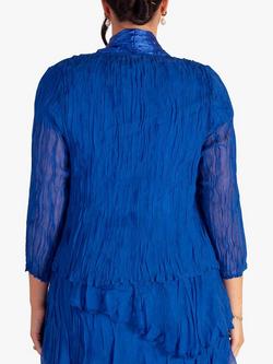 chesca Crush Pleat Satin & Chiffon Shrug, Sapphire - view 2, Sapphire