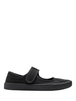 Clarks Kids' Hopper Go Plimsolls, Black Fabric