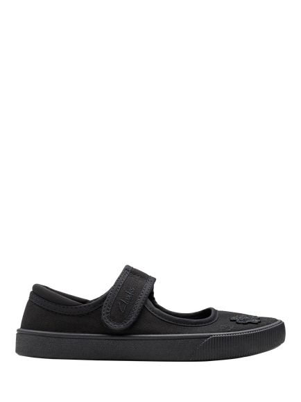 Clarks Kids' Hopper Go Plimsolls, Black Fabric