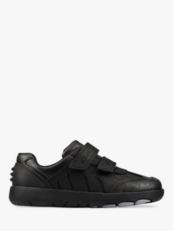 Clarks Kids' Rex Stride Trainers, Black, Black Leather