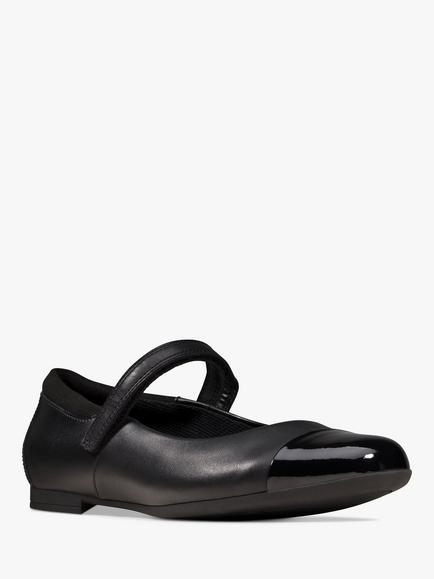 Clarks Kids' Scala Gem Leather School Shoes - view 2, Black Leather
