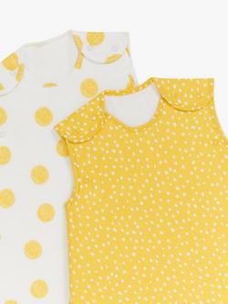 John Lewis Spots Baby Sleeping Bag, 2.5 Tog, Pack of 2, Yellow/White - view 2, Yellow/White