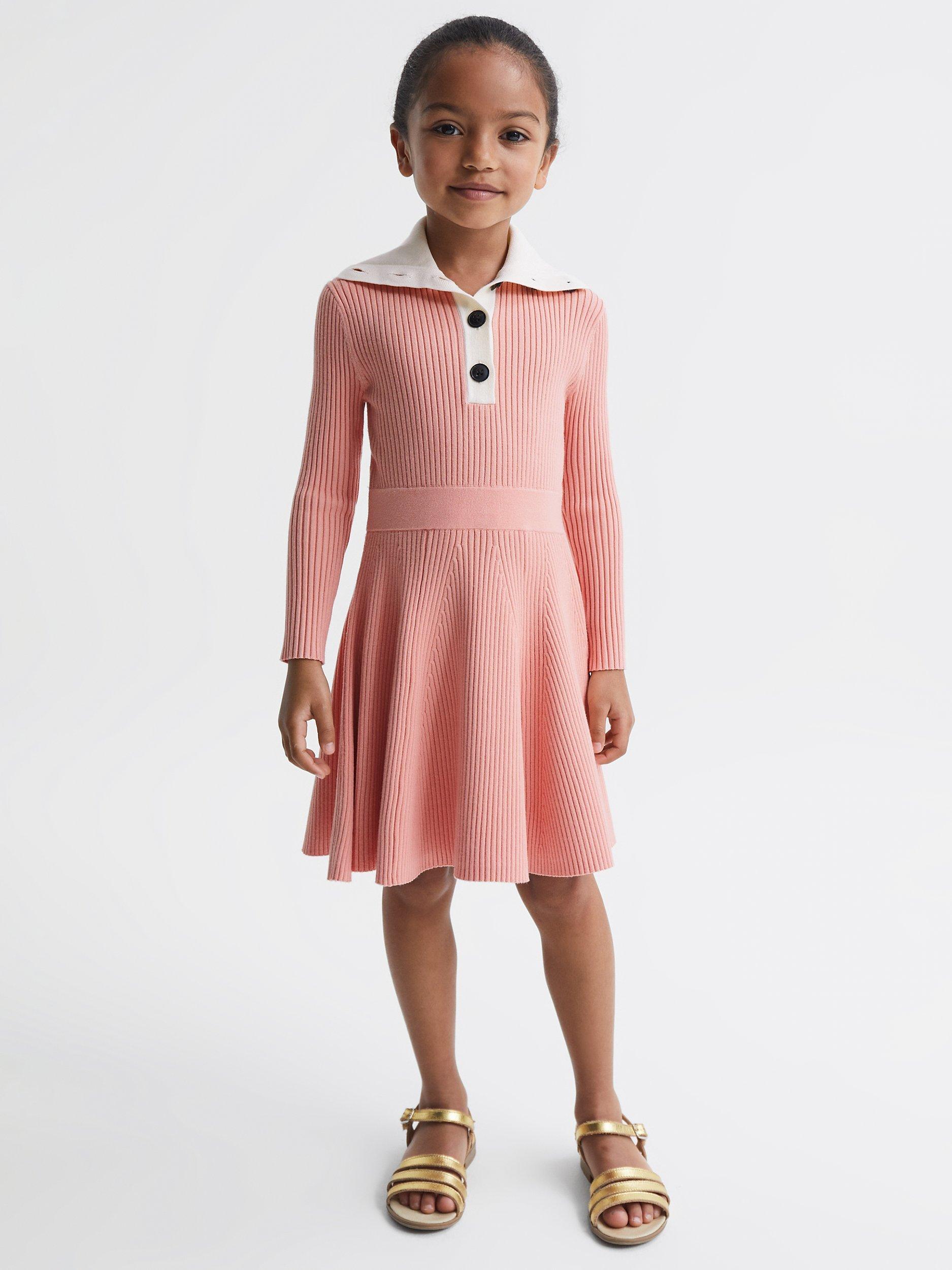 Reiss Kid's Malani Colour Block Dress, Pink