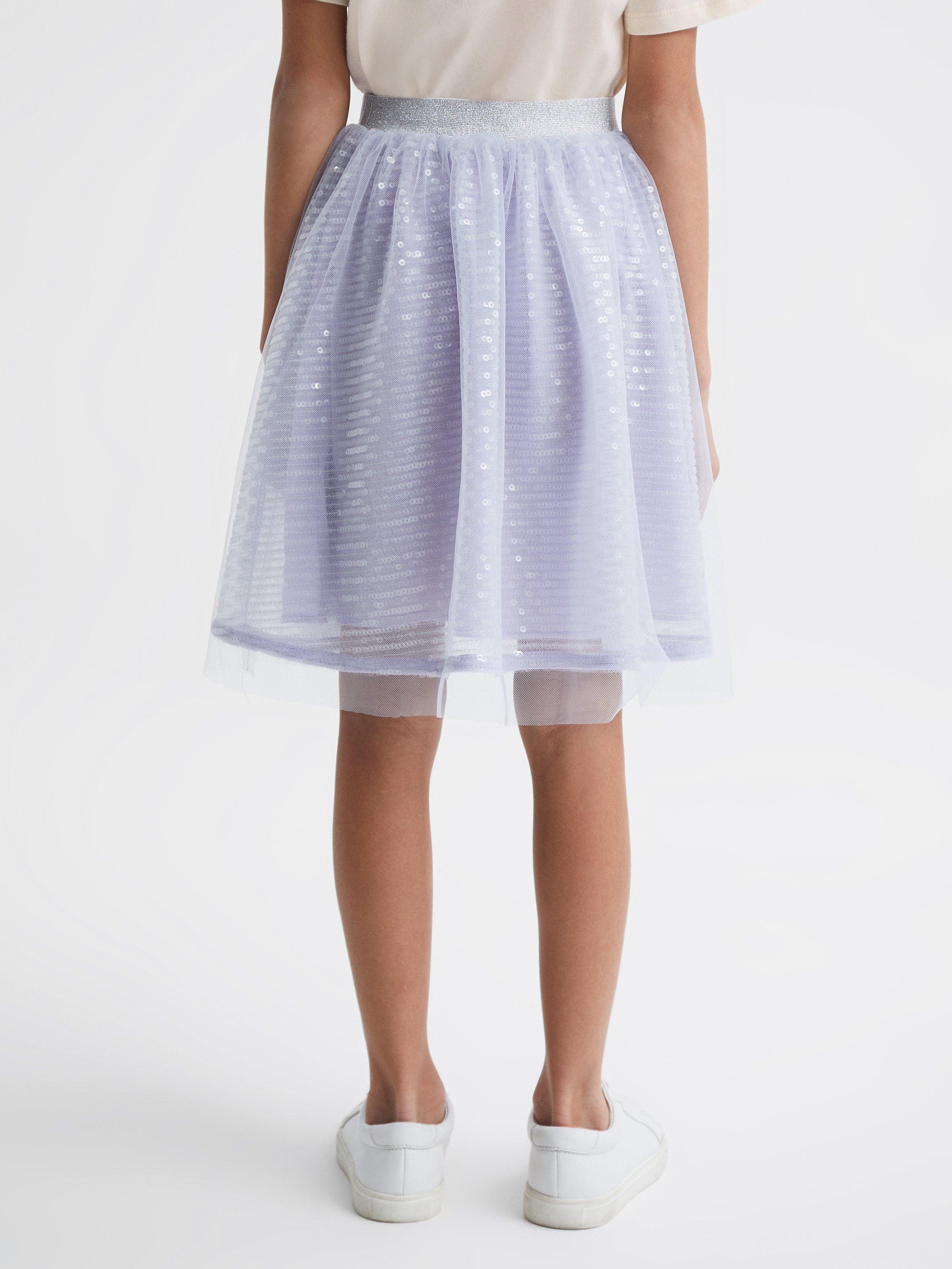 Product image 2 of 6, which shows Reiss Kids Charlotta Sequin Skirt , Lilac, 5-6 years