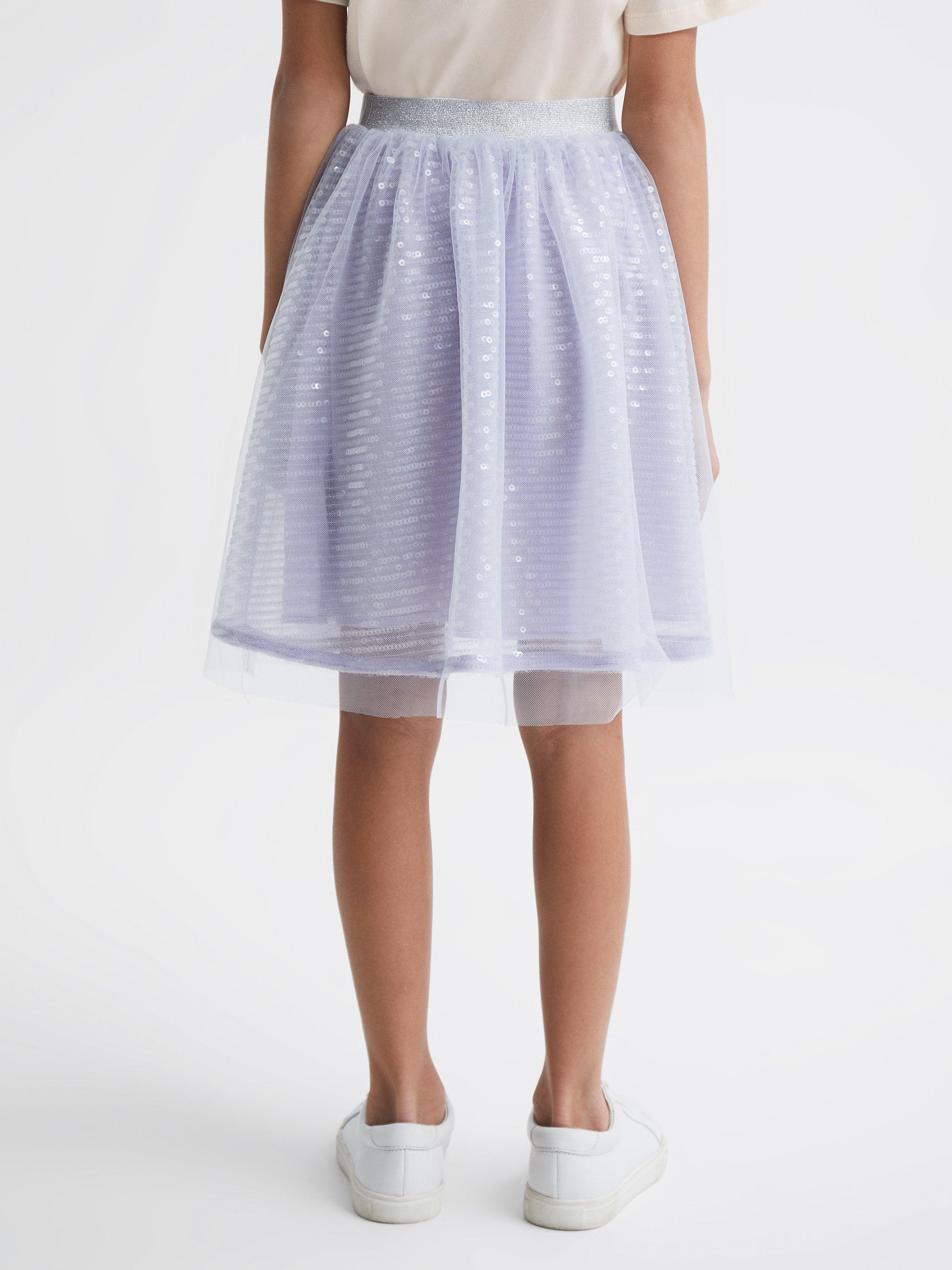 Reiss Kids Charlotta Sequin Skirt , Lilac, 8-9 years