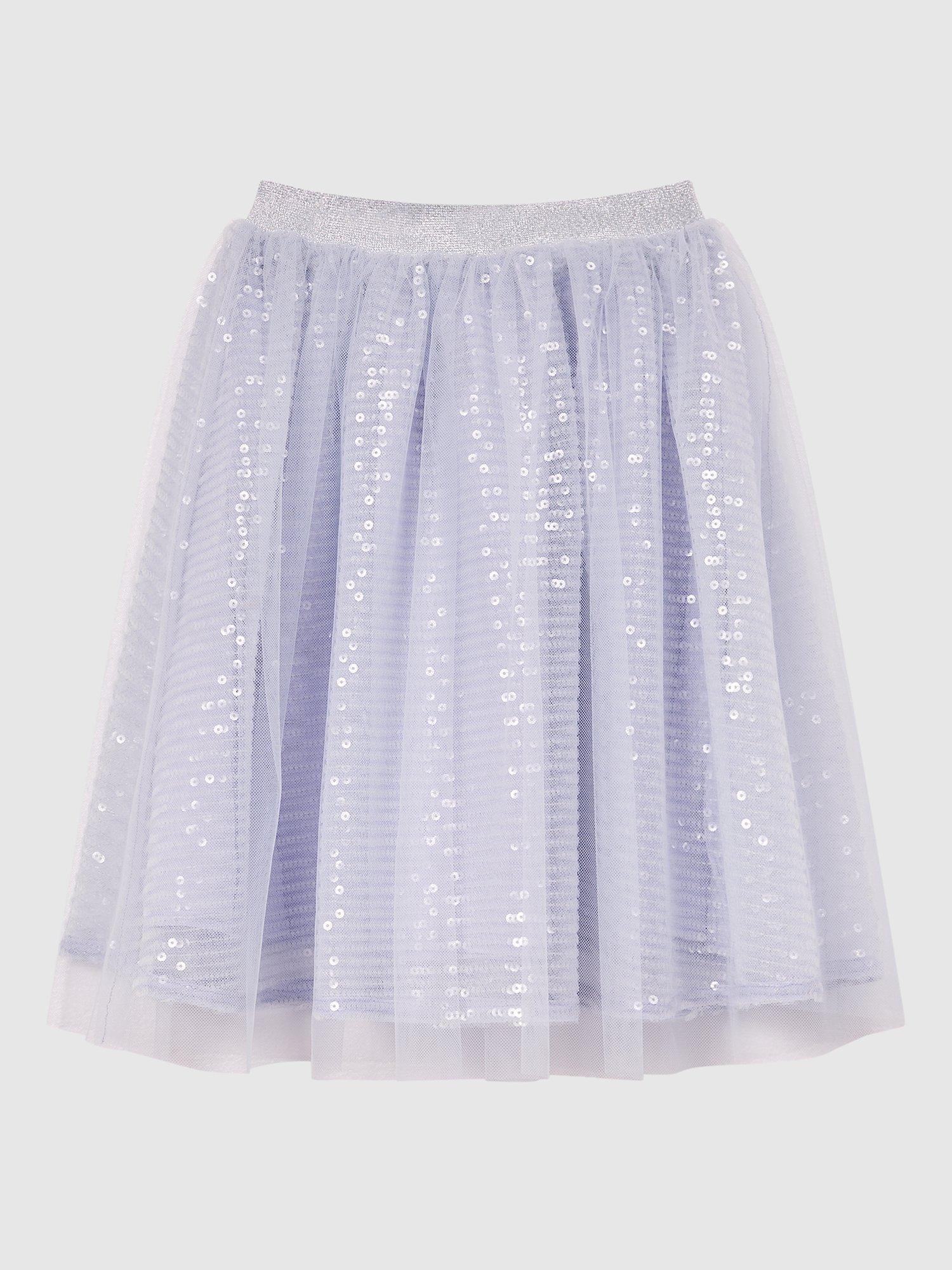 Product image 4 of 6, which shows Reiss Kids Charlotta Sequin Skirt , Lilac, 5-6 years