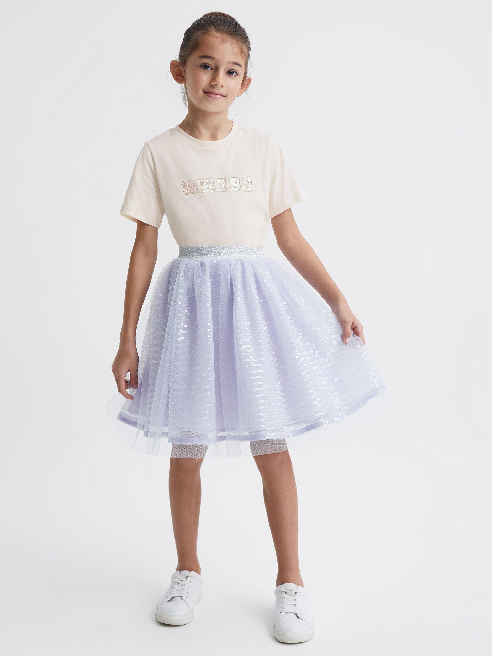 Product image 5 of 6, which shows Reiss Kids Charlotta Sequin Skirt , Lilac, 5-6 years