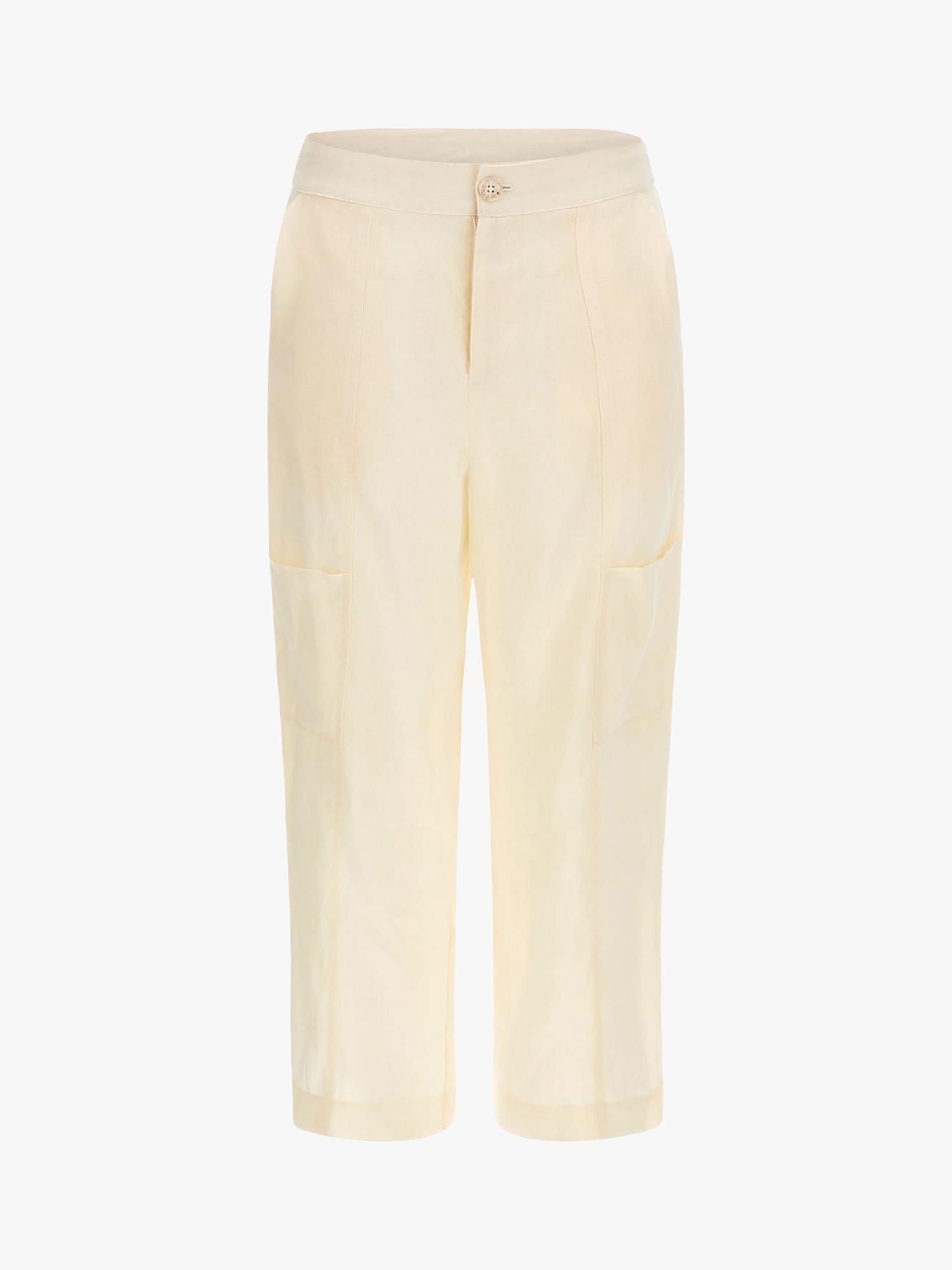 GUESS Kipton Linen Trousers, White Glam