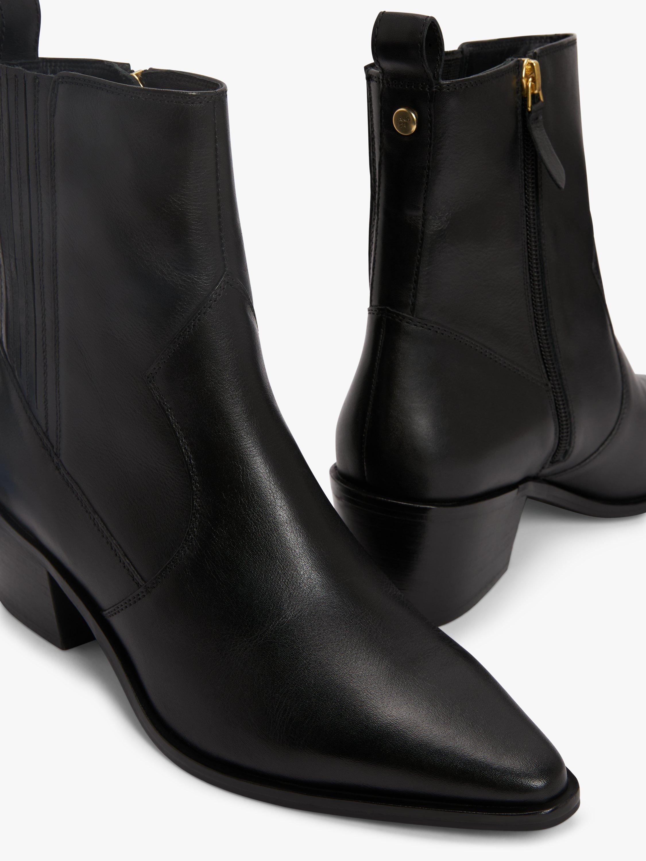 AND OR Pixie Leather Heeled Chelsea Western Boots Black