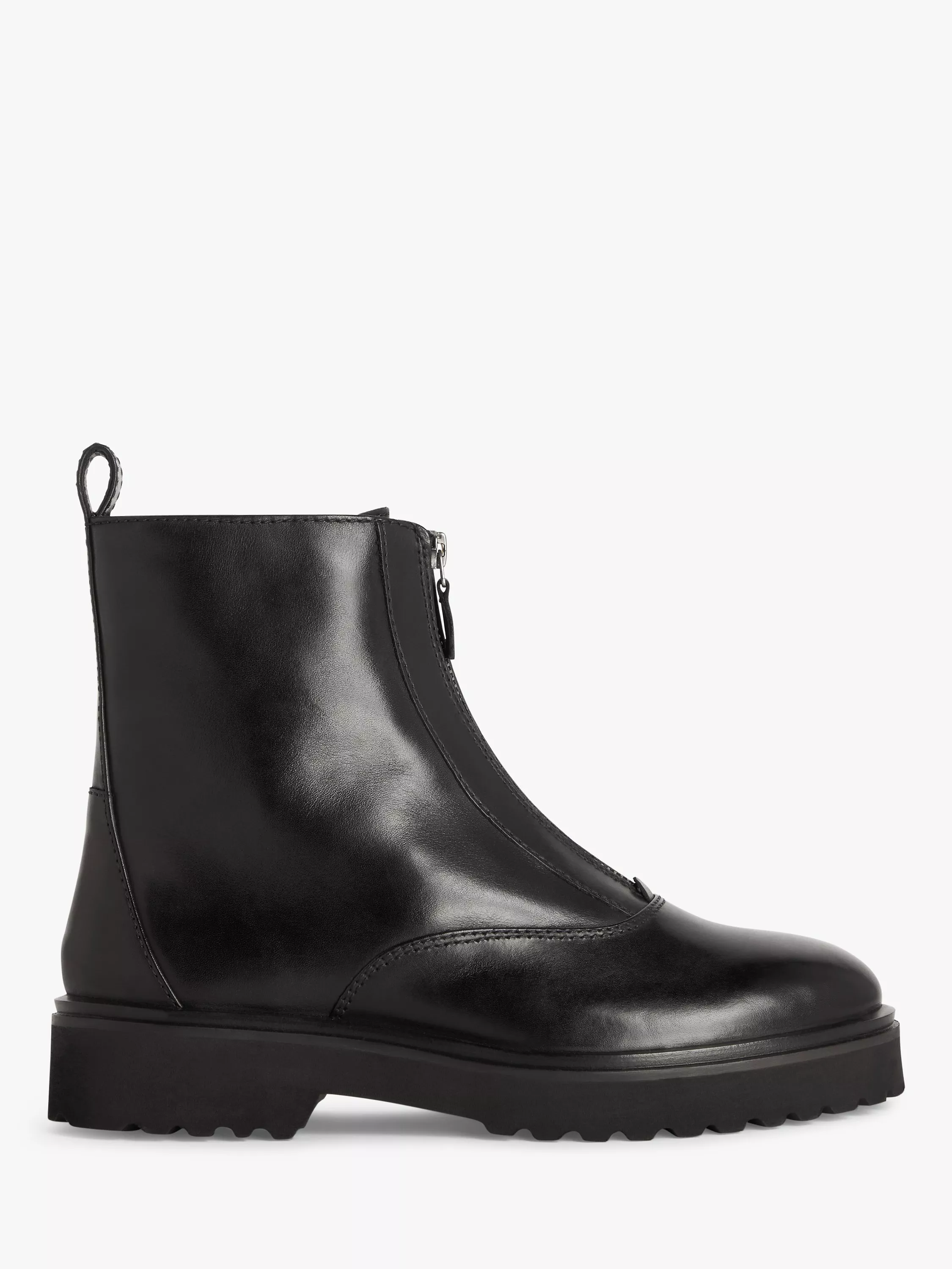 Black leather zip boots hotsell