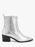 AND/OR Pixie Leather Heeled Chelsea Western Boots, Silver