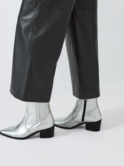 AND/OR Pixie Leather Heeled Chelsea Western Boots - view 2, Silver